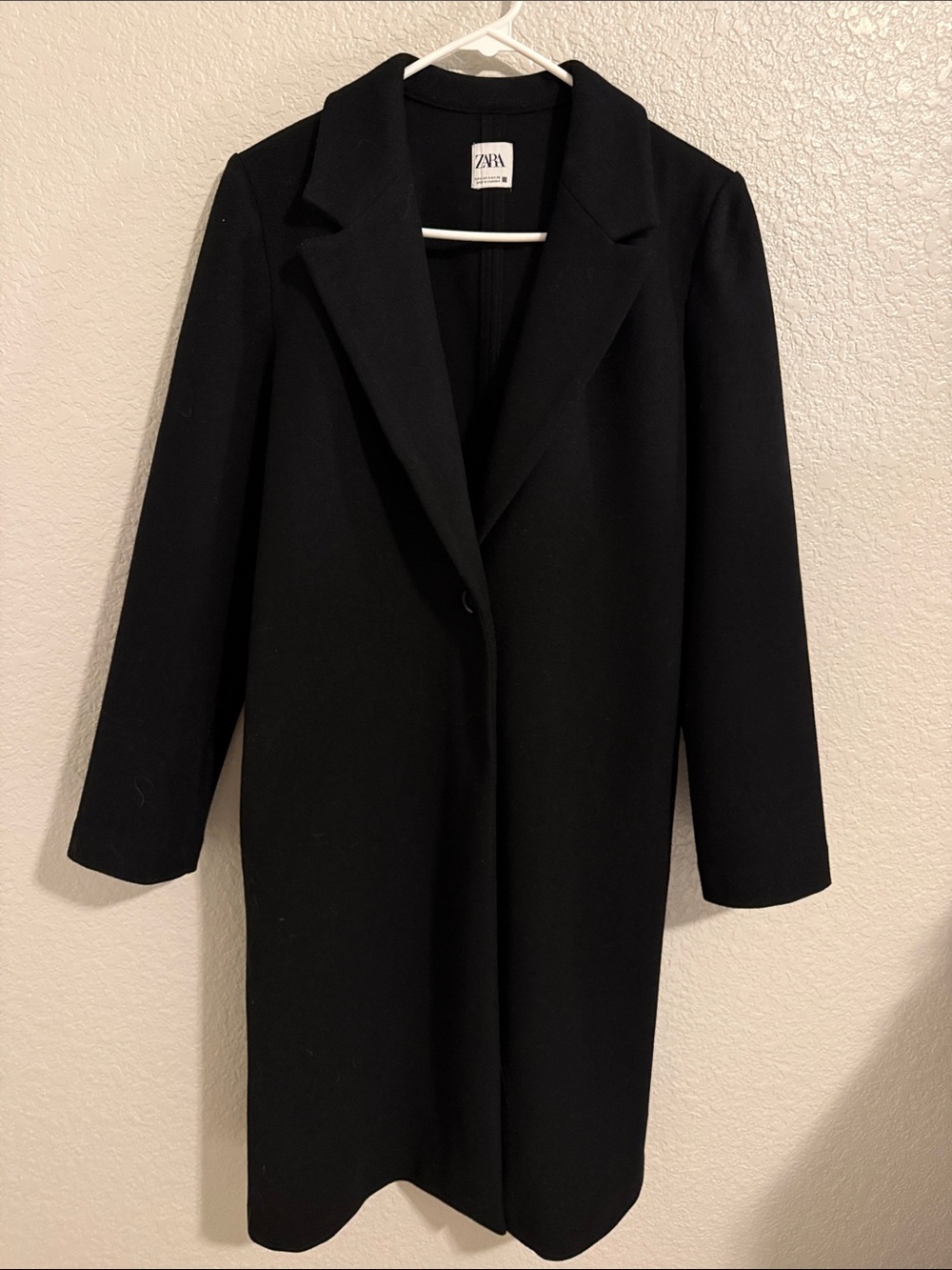 Zara Black Single-Button Long Trench Coat